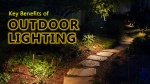 Stone Path Lit By Outdoor Lighting Fixtures