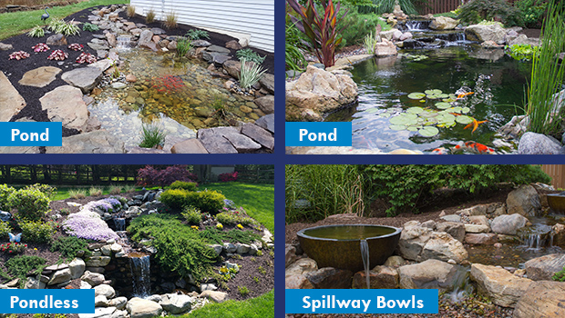 Pictures of A Pond, Pondless Waterfall amd Spillway Bowls