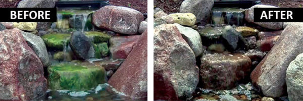 Before and After Pictures of Waterfall With String Algae